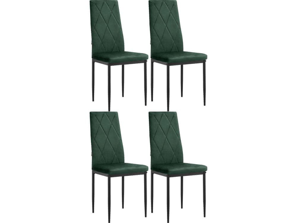 Danish Style Jedálenská stolička Melly (SET 4 ks), zamat, zelená